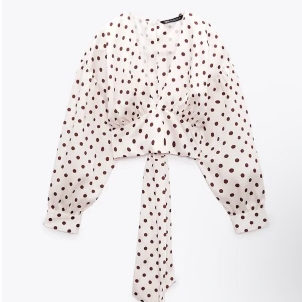 Zara Brown and Cream Colored Linen-blend Crop top NWT